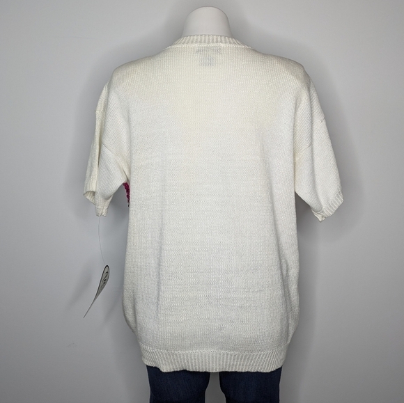 NWT All Points Dead stock white colorful sequin short sleeve sweater L - Picture 5 of 9